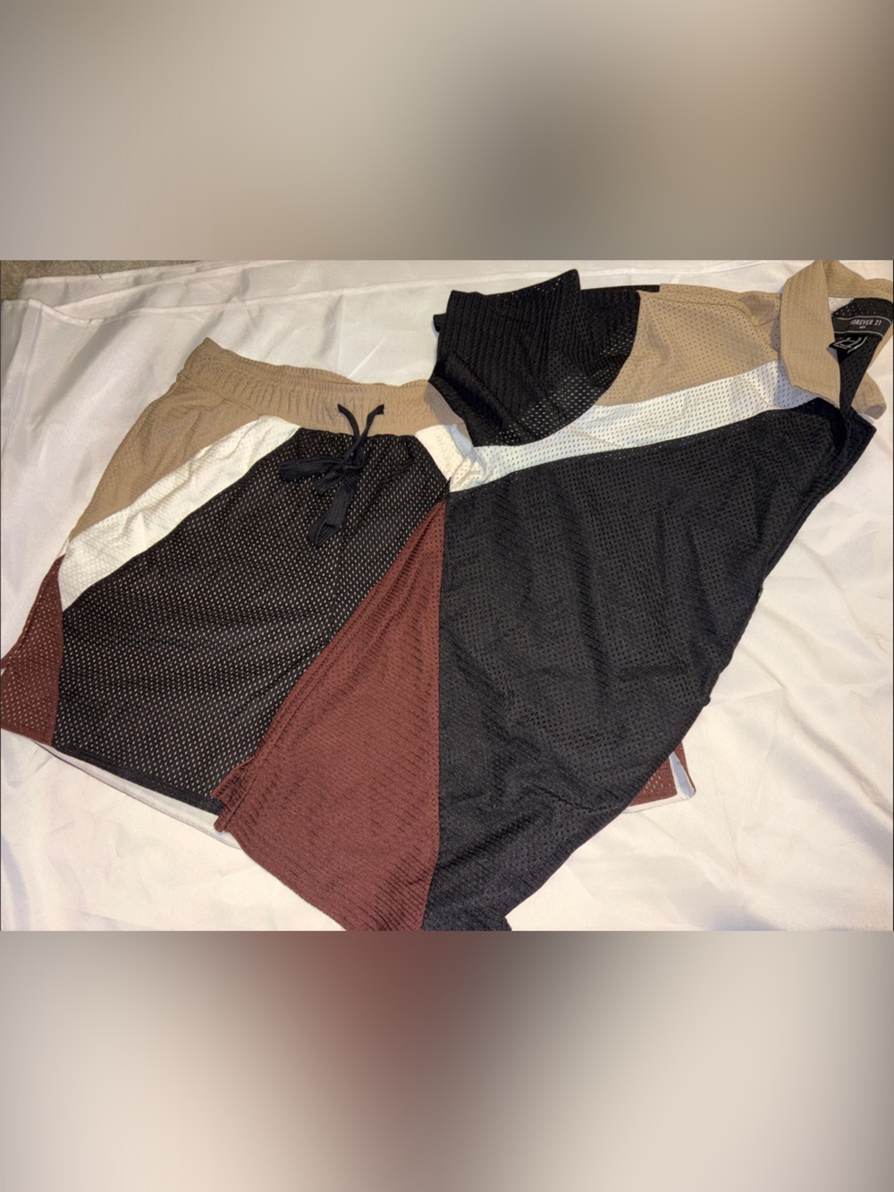 Forever21 Colorblock Mesh Top in Black, Brown, White, and Rust size L/XL